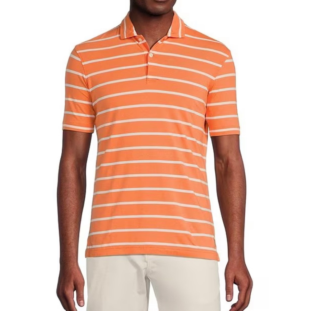 NWT Cremieux Blue Label Classic Fit Medium Stripe Short Sleeve Jersey Polo Shirt